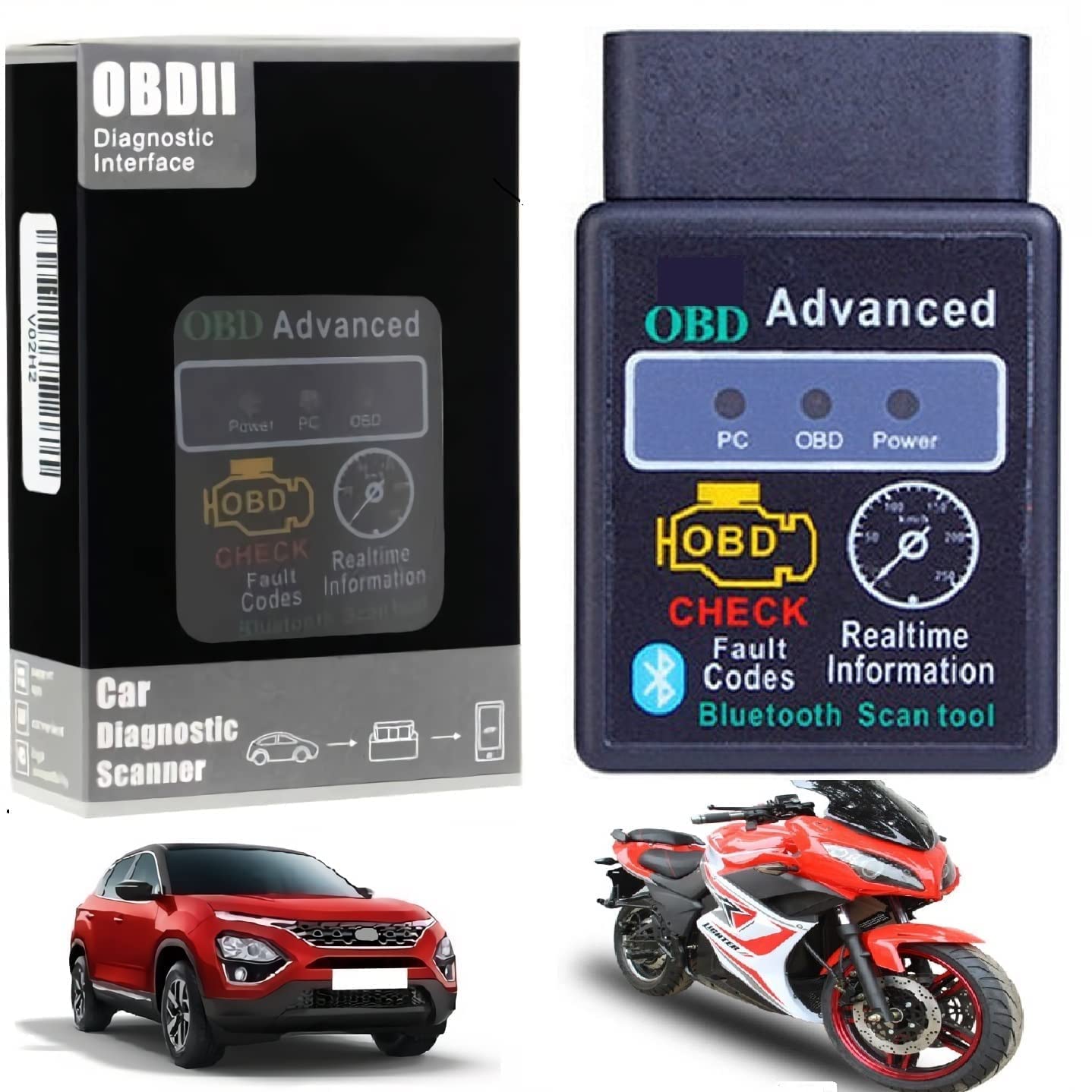 SHOP360 Advanced OBD Bluetooth Auto Scanner OBDII 2 Car ELM 327 Diagnostic Tool Scanner Interface Supports All OBD2 Protocols Compatible Indian Asian Car (1 Year Warranty)