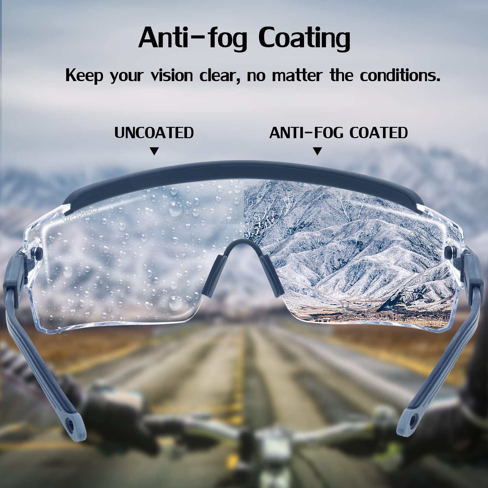 UKNOW Gafas de seguridad sobre gafas, gafas de seguridad antivaho envolvente, gafas protectoras ANSI Z87.1