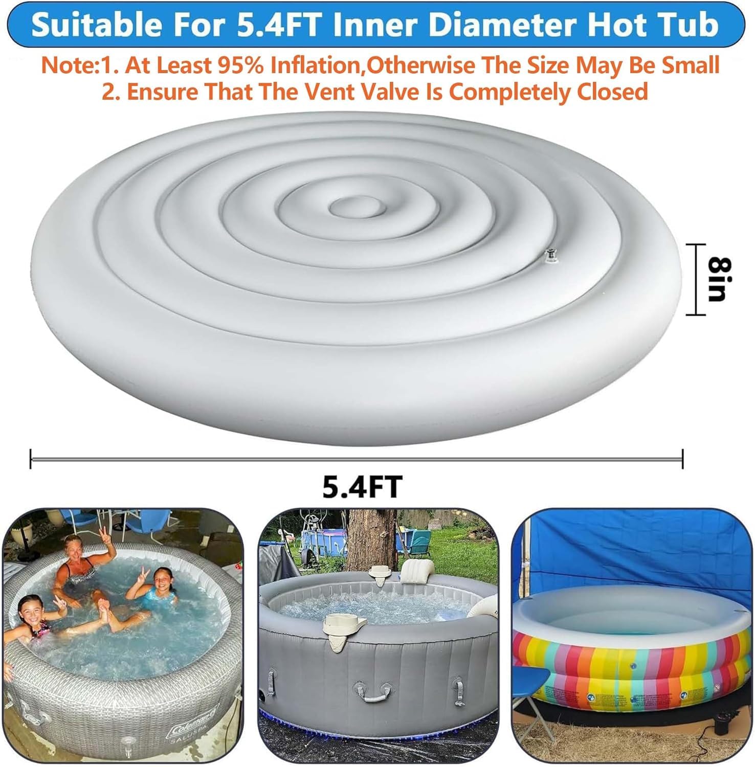 165cm Aufblasbare Abdeckung Whirlpool-Mspa Whirlpool Thermoabdeckung Rund