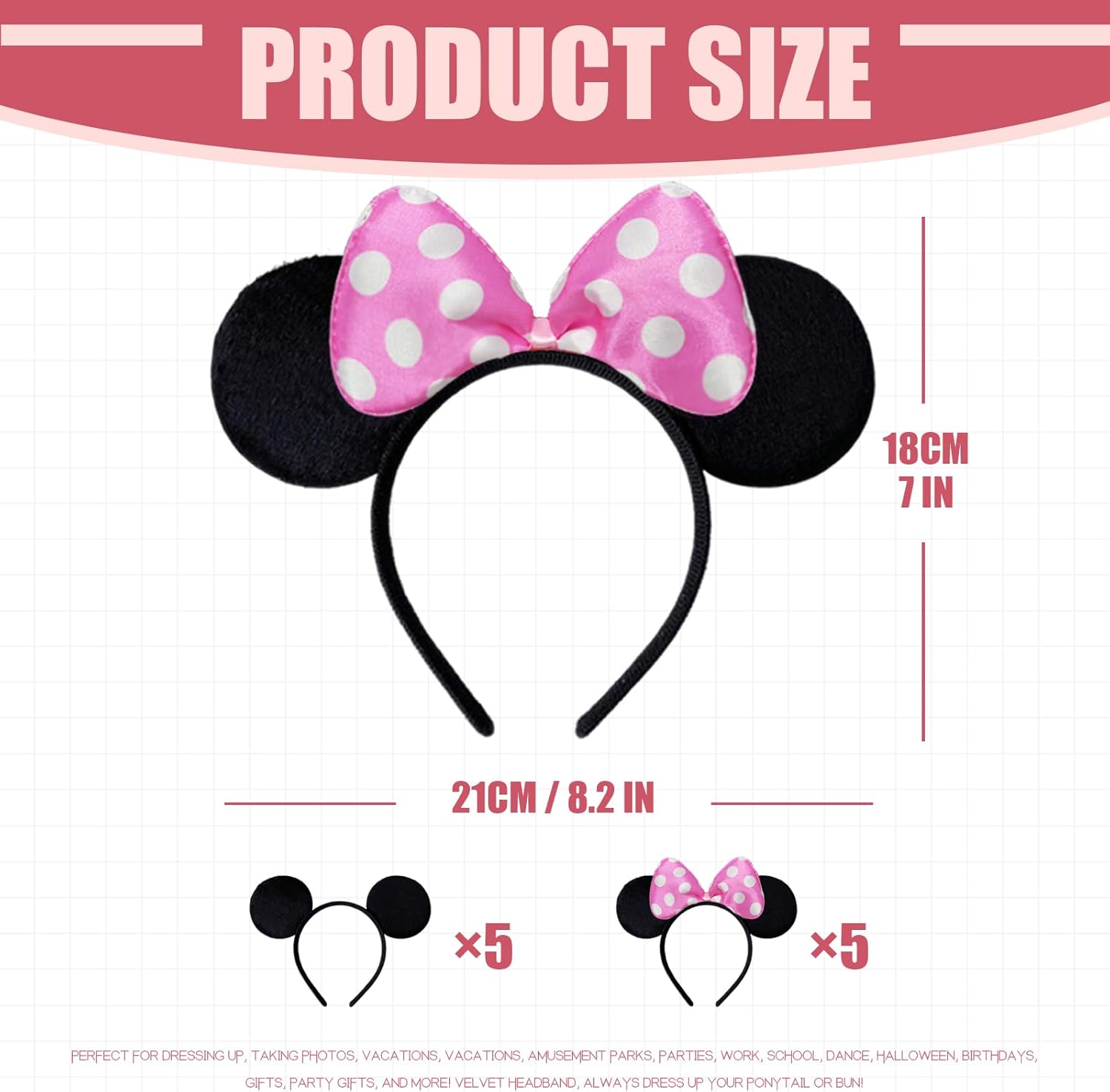 10 Pack Mouse Ears Great for Mickey Theme Birthday Party Decorations Party Favors Supplies and Mouse Themed