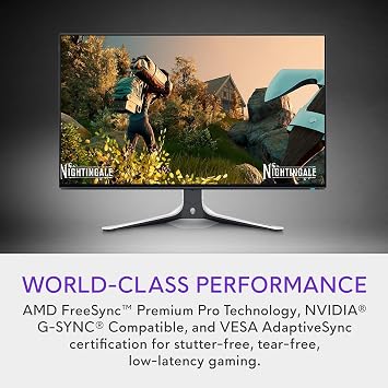 Dell Alienware 27 Gaming Monitor | 280Hz, 1ms, QHD | FreeSync Premium Pro + G-Sync | Fast IPS, VESA HDR600 | Height/Tilt/Swivel/Pivot, AlienFX RGB, Low Blue Light (QHD-280Hz)