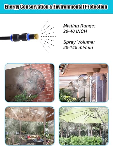 Miniatura 3 de Tesmotor Kit de nebulización de ventilador, rociadores para ventiladores de nebulización de refrigeración para exteriores, línea de nebulización de