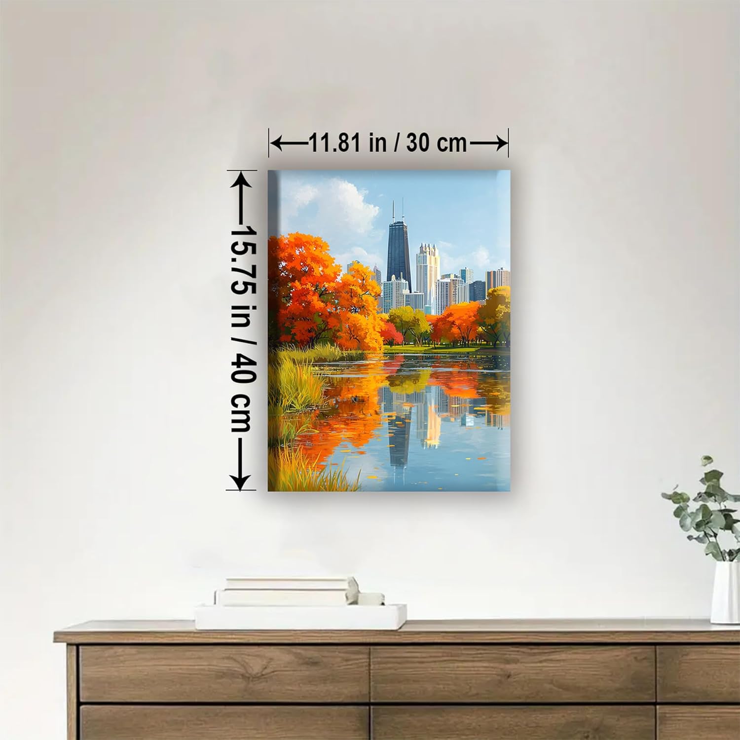 Aeontinity Lincoln Park Illinois Framed Canvas DIY Paint by Numbers Kit Bar Cafe Cave Home Room Wall Bathroom Porch Patio Decor Gift, 16 x 12 Inch