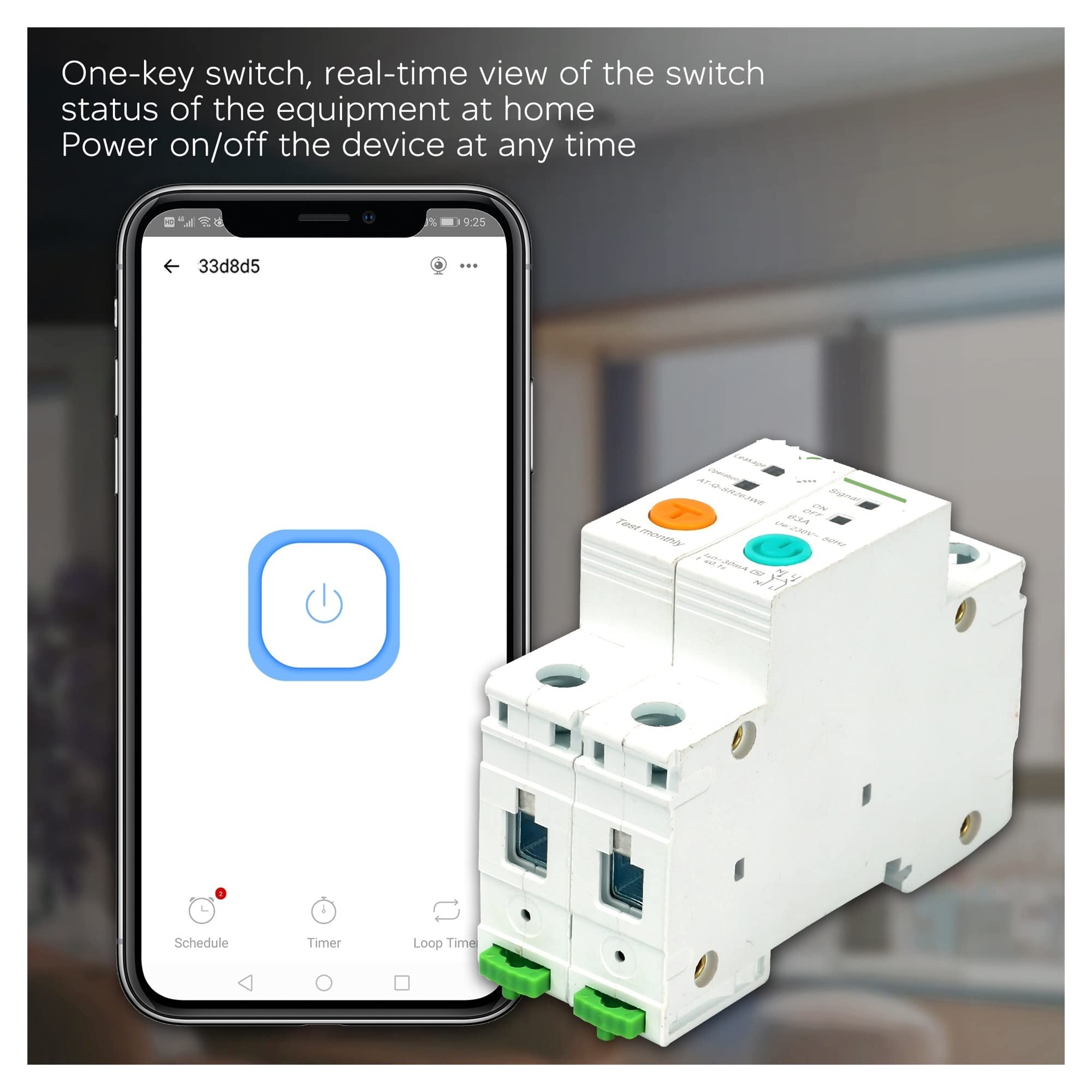 Compteur Électrique Monophasé, avec Compteur disjoncteur Intelligent 1P 2P 63A DIN Rail for Smart Home sans Fil télécommande commutateur par APP, Facile à Installer(2,32A)
