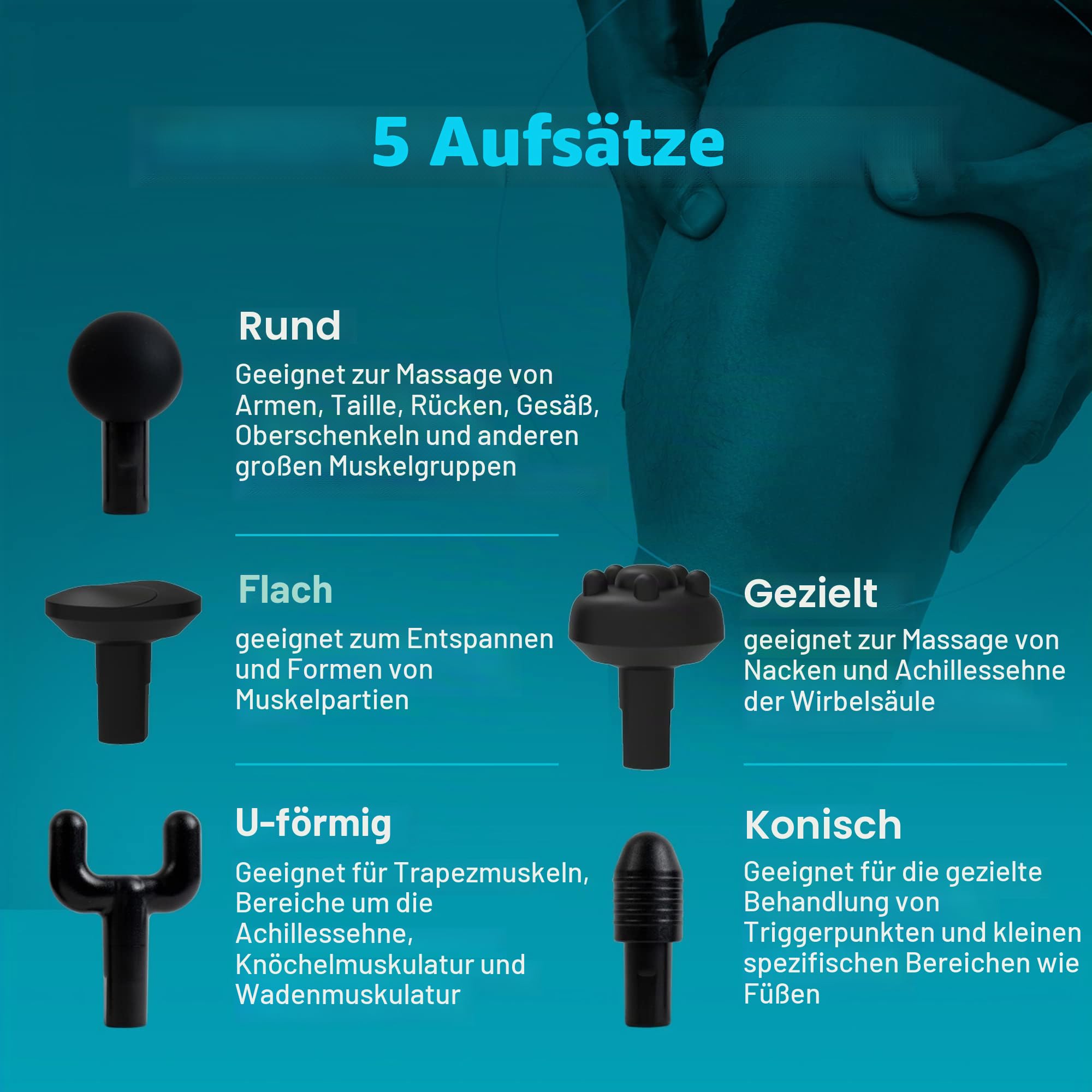 HoMedics Mini Massage Gun | Massagepistole | Tragbares Physiotherapie-Massagegerät, professionelle Physio-Tiefenmassage, Massager für die Faszien, 5 Massageköpfe, kabellos, wiederaufladbar - Weiß