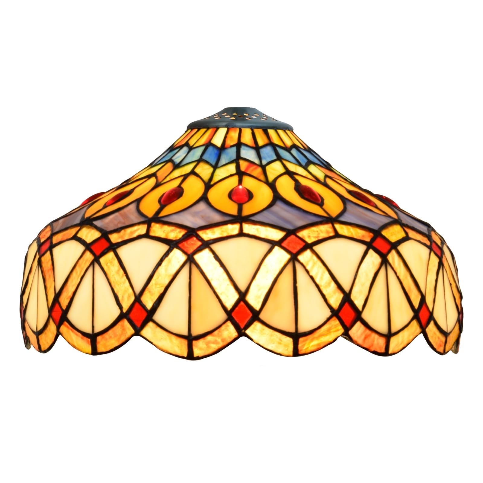 Abat-jour en vitrail de 30,5 cm, remplacement Tiffany, couleur jaune paon, style vintage, pour lampe de plafond, lampe suspendue, lampe sur pied, lampe de table.