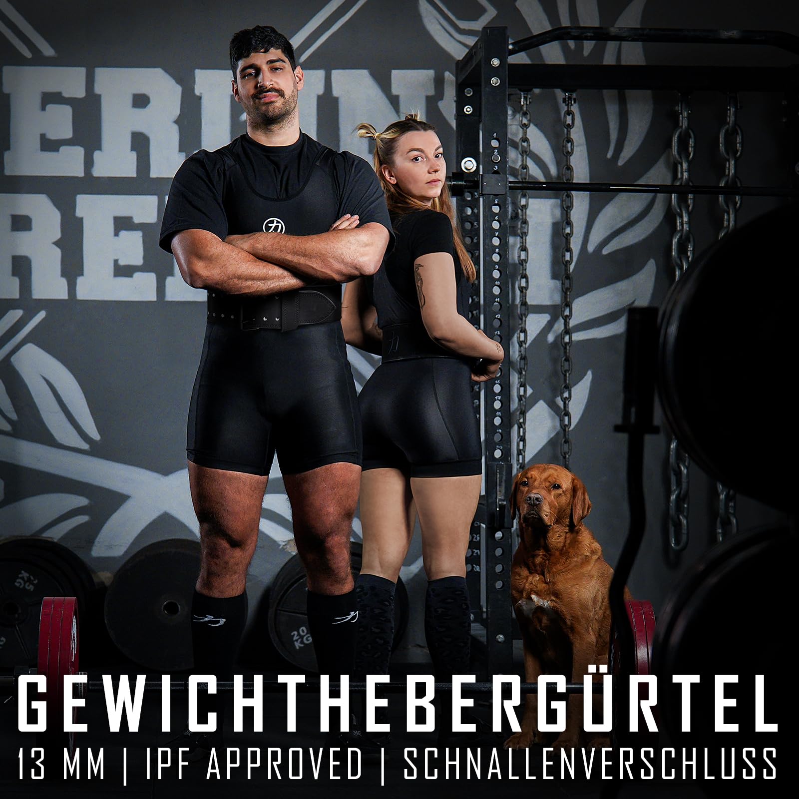 Strength Shop Cintura powerlifting pesi da 13 mm con chiusura a fibbia, Certificado IPF, cintura palestra uomo e donna, robusta e durevole, cintura pesi palestra per stabilizza il core e colonna