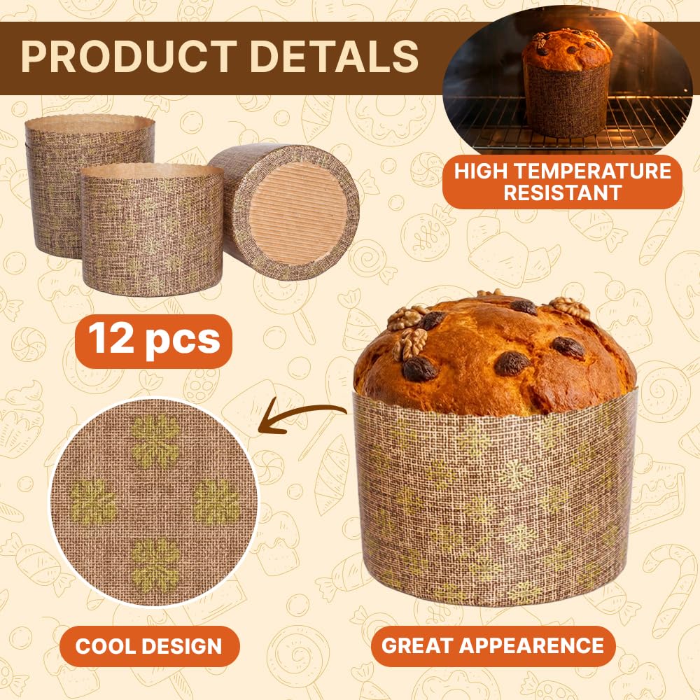 SHSH trade group Osterbrotform aus Papier, 425 ml, Paska Kulich (12er-Pack) – Panettone-Papier-Backformen, Para-Backform, Panettone-Formen de Papel