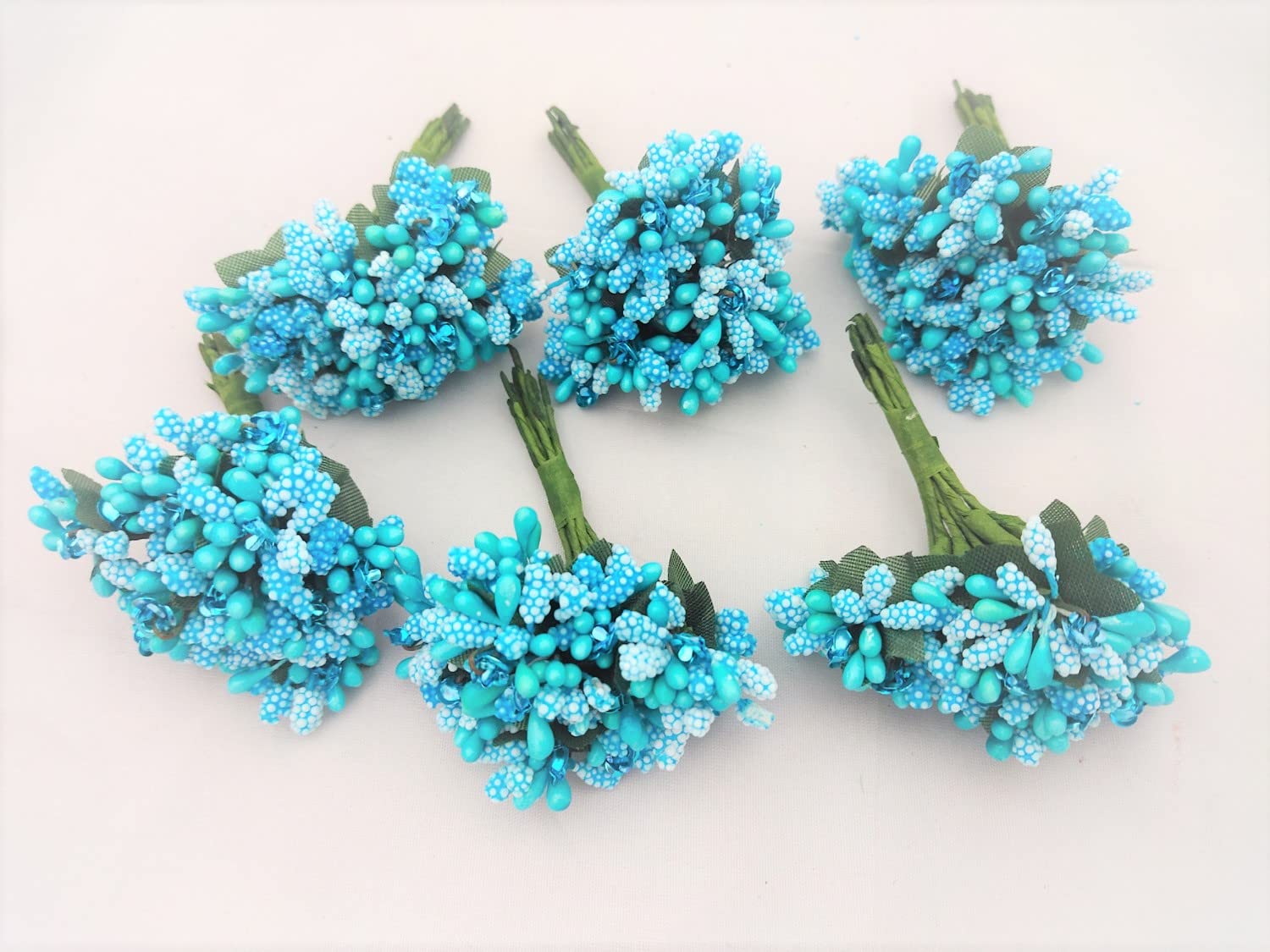 Just Flowers Artificial Pollen Flowers for Flower Making, for Hair Accessories, Pollen Grains for Craft Bunch of 6 (72 Off-White Pollens)