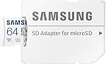 Samsung EVO Plus microSD Carte mémoire + Adaptateur, 64GB microSDXC, Vitesses jusqu'à 160 MB/s, UHS-I, C10, U1, V10, A1, Mettre à niveau le stockage pour les téléphones, tablettes, consoles de jeux, DSLR Appareils photo, PC, MB-MC64SA/AM