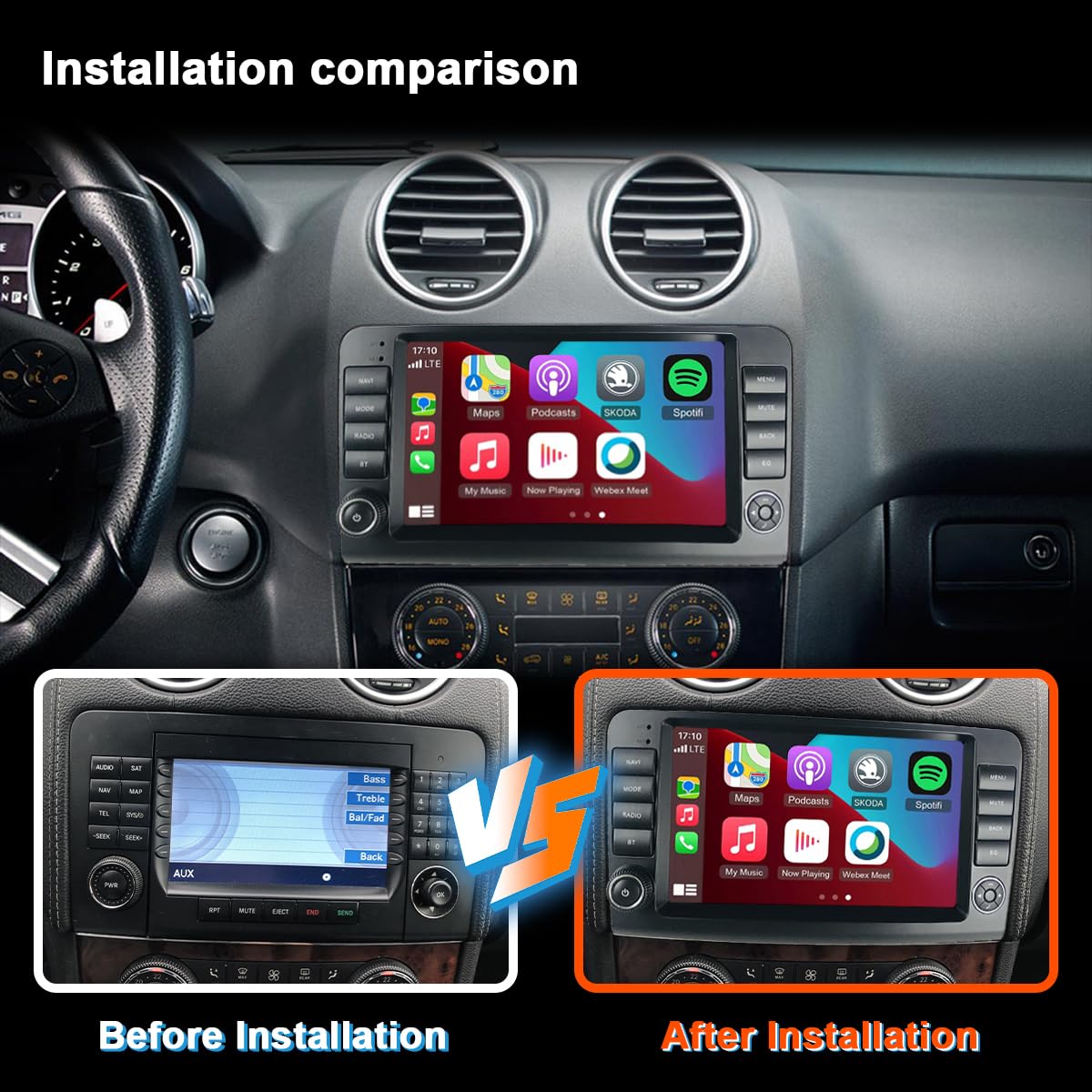 Mercedes ML GL Klasse Android 13 CarPlay Android 13 Autoradio Für Mercedes ML/GL Klasse - 7 Zoll Touchscreen Mit CarPlay & Android Auto Mercedes GL ML W164 X164 Radio