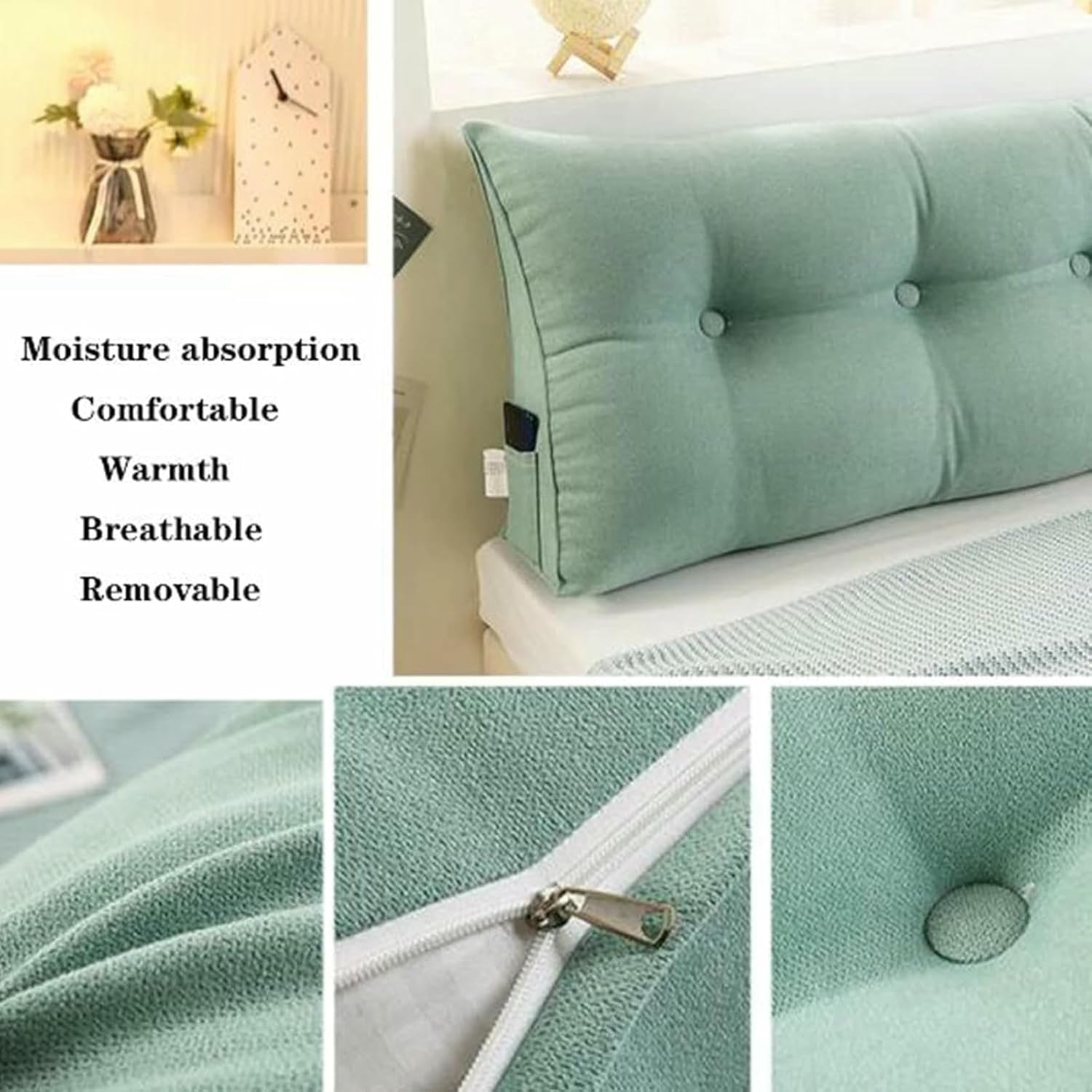 Triangular Reading Bed Rest Pillow Large Bolster Cushion Headboard Backrest Wedge Pillow Adult Shoulder Lumbar Support for Dorm Room Daybed Full Size~/