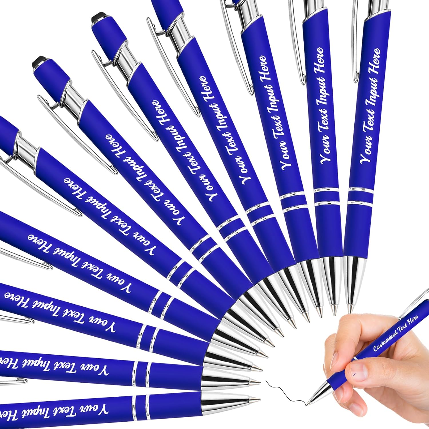 Personalized Pens with Name Custom Ballpoint Pens Bulk Customized Engraved Pen Stylus for Business Graduation Black Ink Advertising Office Gifts Purple 24 PCS