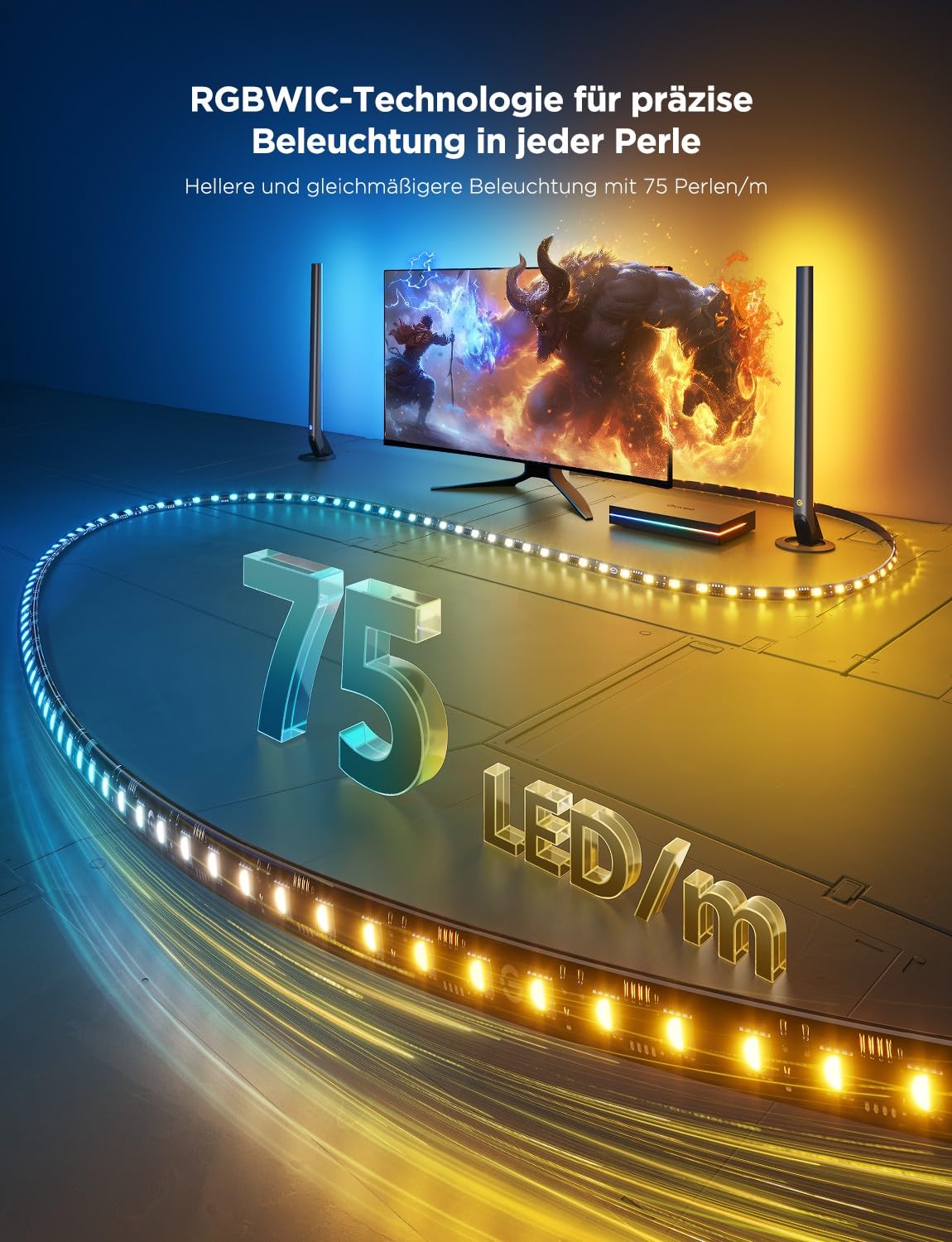 Govee HDMI 2.1 Sync Box AI Set 2, Monitor-Hintergrundbeleuchtung, RGBIC