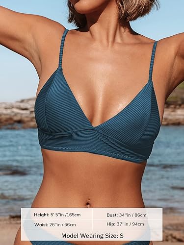 Miniatura 3 de CUPSHE Bikini Top for Women Swimsuit V Neck Textured Bathing Suit