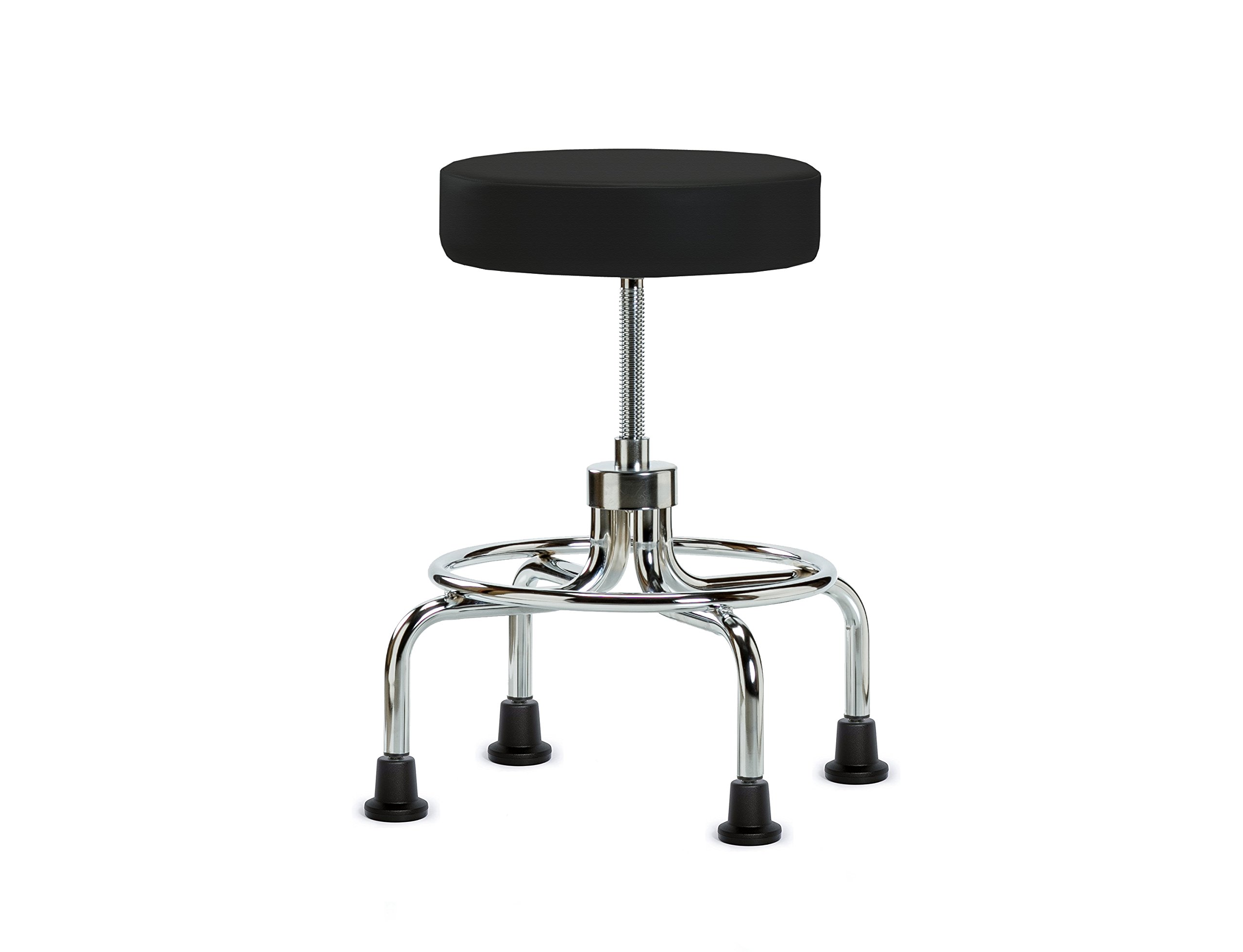 Perch Retro Exam Stool, Glides, 20.5-25.5", Black Fabric
