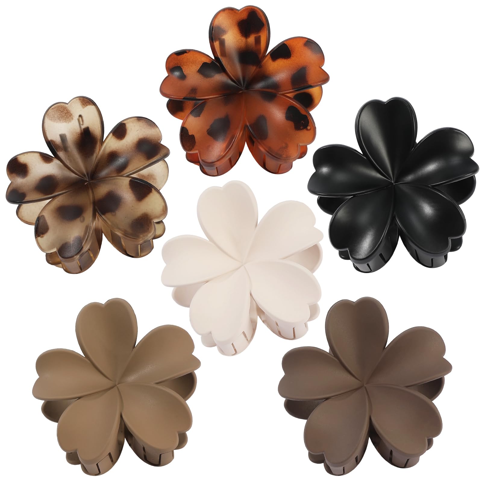 Photo 1 of SMKSL 6 Pcs Flower Hair Claw Clips - Brown & Tortoise