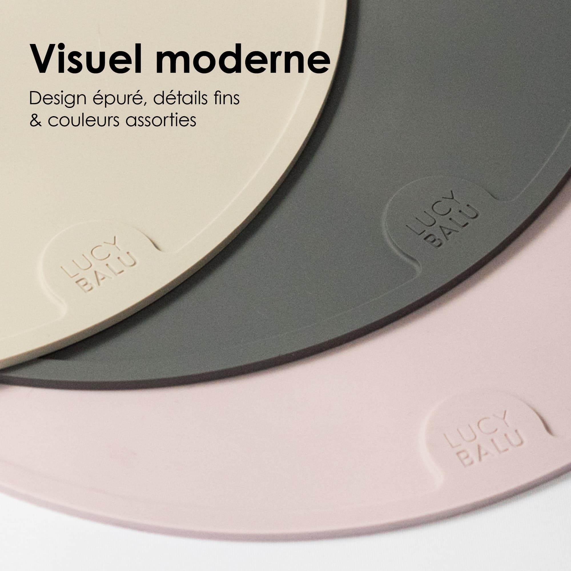 LucyBalu® Circle Tapis de gamelle Rond en Silicone I Taupe