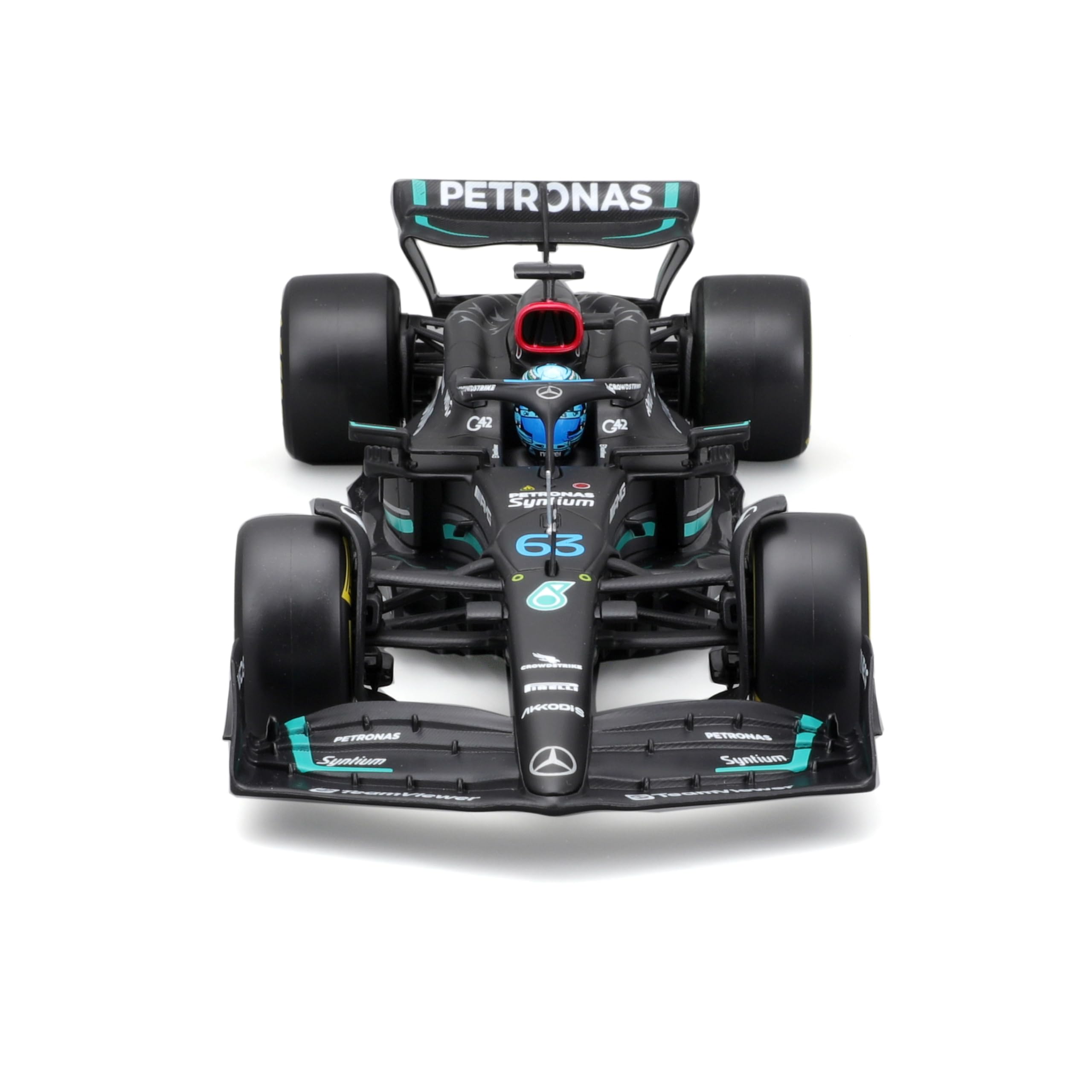 Bburago - 1/24 Racing - 2023 Mercedes-AMG F1 W14 E-Performance - con Casco #Russell - Novedad 2024: Una réplica precisa para Los Fans de Las Carreras, capturando el espíritu de la competición