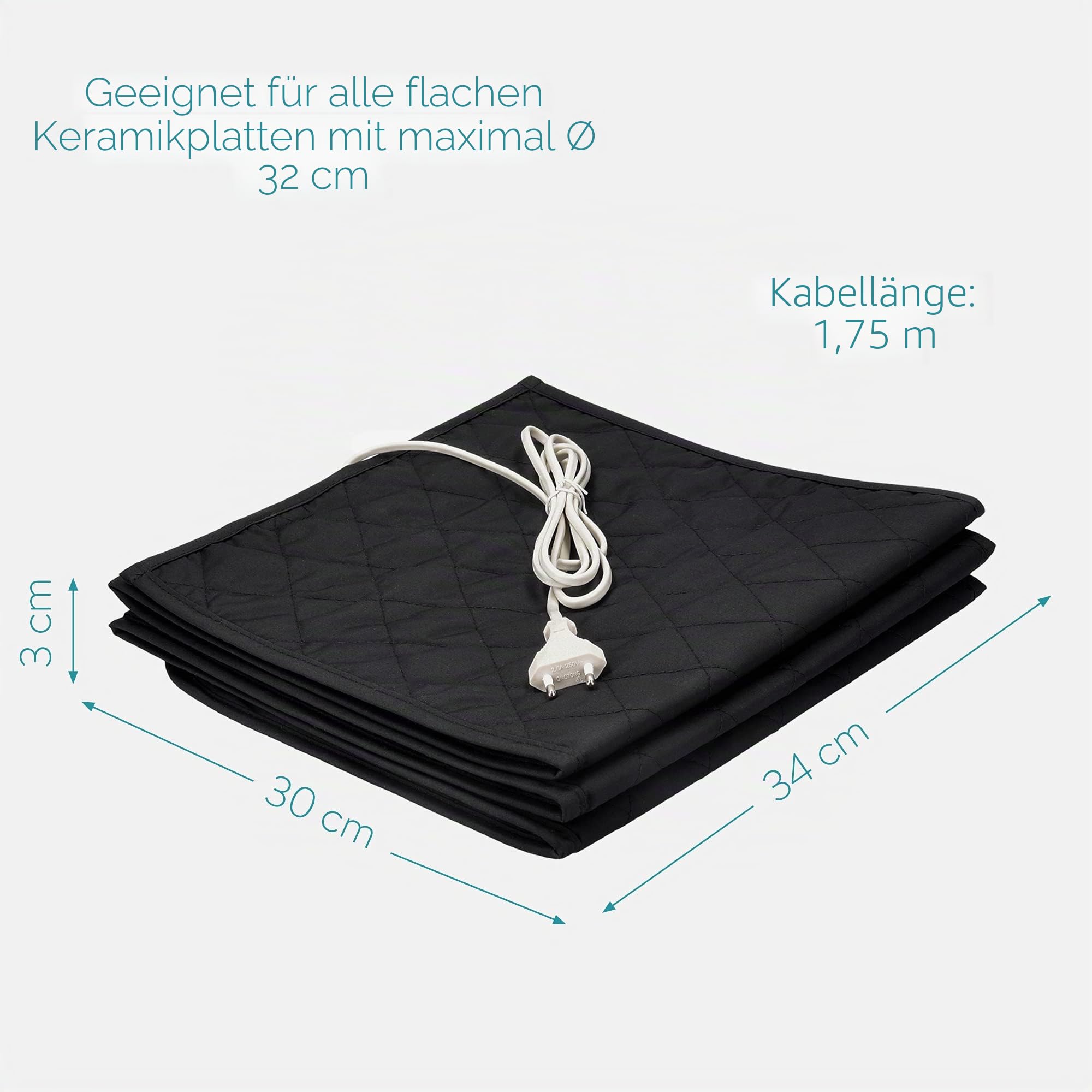 Navaris XXL Tellerwärmer elektrisch 200 Watt 34 x 30 x 3 cm für bis zu 10 Teller Ø32 cm Schwarz