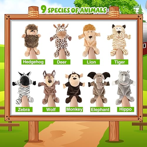Miniatura 2 de 9 marionetas de mano de animales con boca abierta y movible de 11.8 a 13.8 pulgadas, animales de granja suaves, animales de peluche, animales de