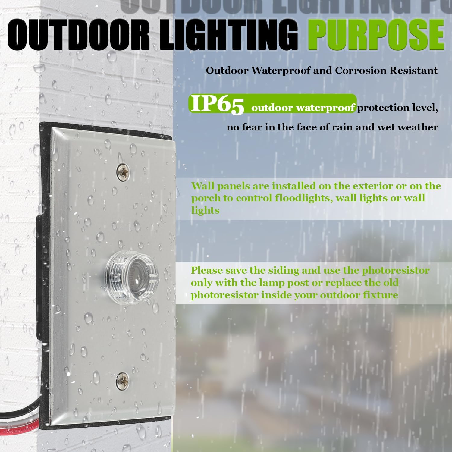 2Pack Photocell Sensor for Outdoor Lights,120V-277V AC Dusk to Dawn Light Sensor Control,Hardwired Post Eye Photocontrol with Wall Plate