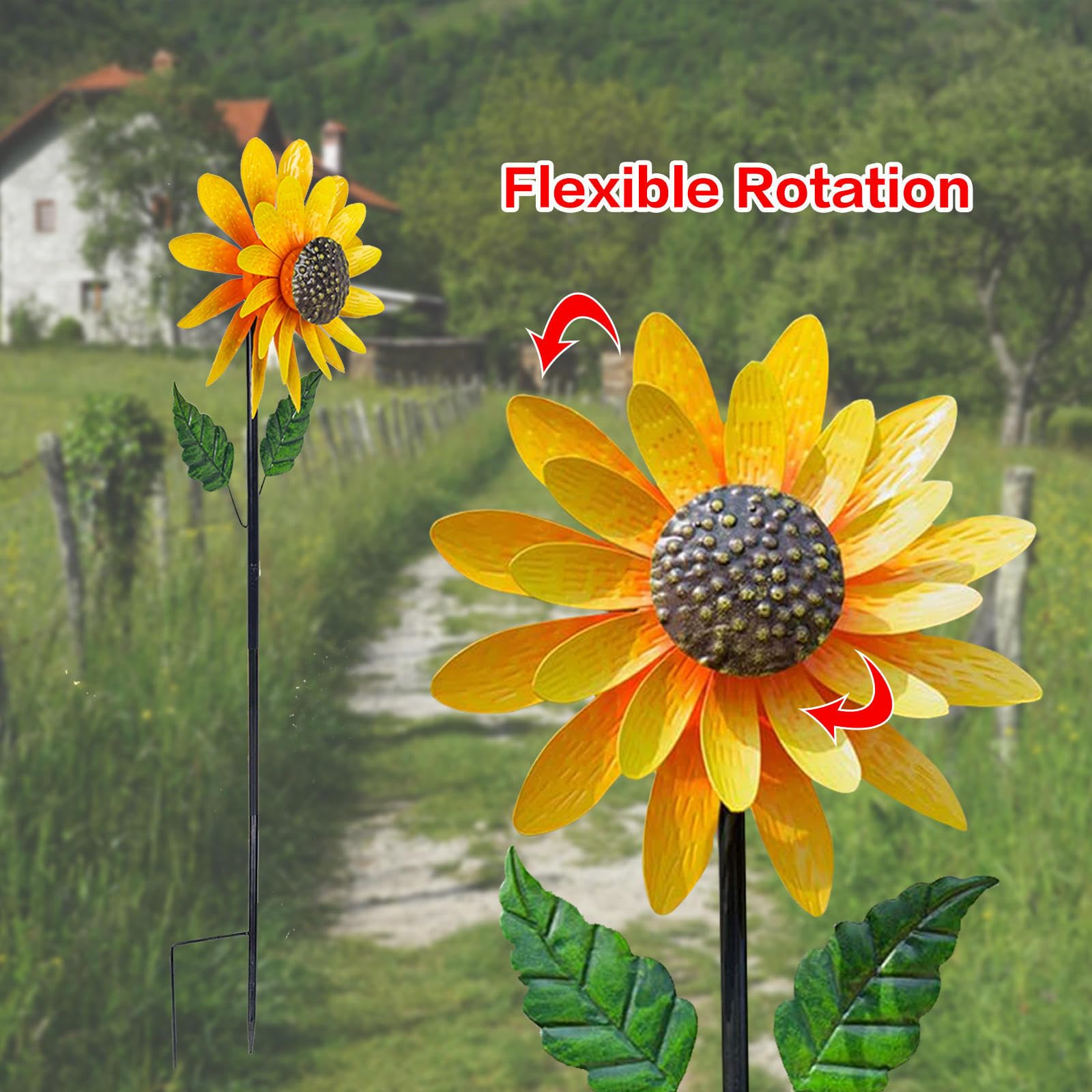 Sonnenblumen Windmühle, Deko Sonnenblume Windmühle Sonnenblume Rasen Windräder, Landschaft Terrasse, Rasens Oder Gartens Verbessern Und Die