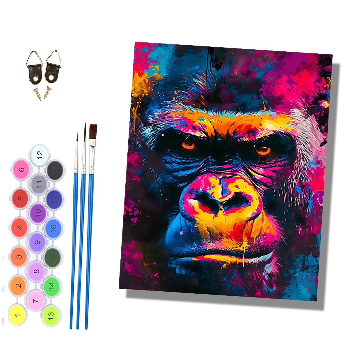 HONGPZH Paint by Numbers for Adults Painting by Numbers for Adults Canvas Kits Paint by Number Crafts Kits for Gift Home Decoration 16x20 inch Colorful Orangutans