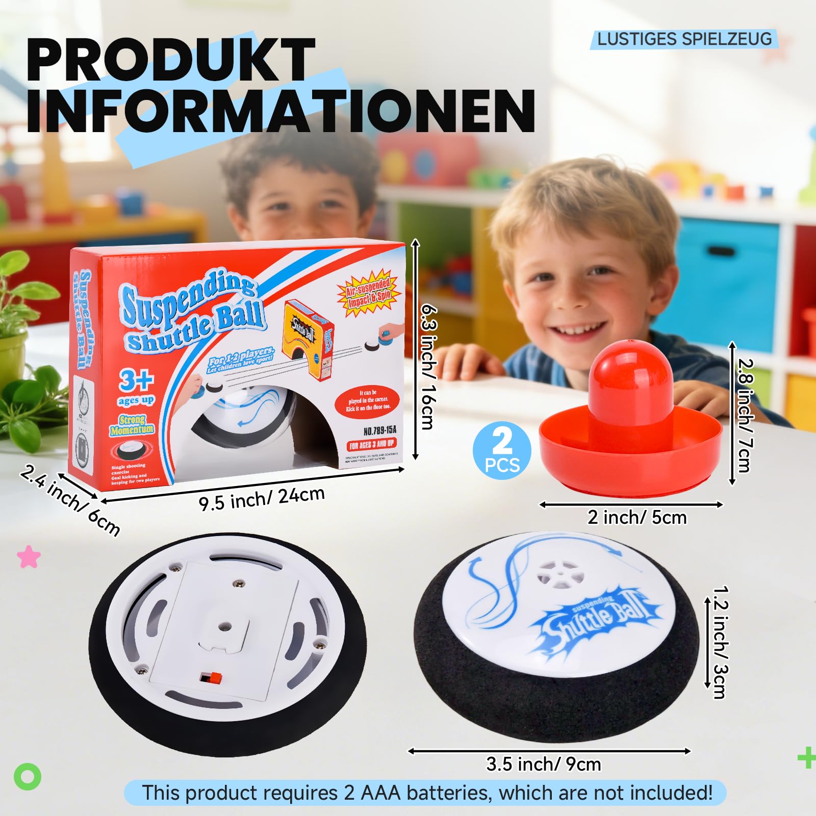Air Hockey Hover Puck, Portable Air Hockey con 2 Spingere per hockey ad aria rossa, giocattolo da hockey per interni ed esterni, gioco simulato di hockey per bambini adulti