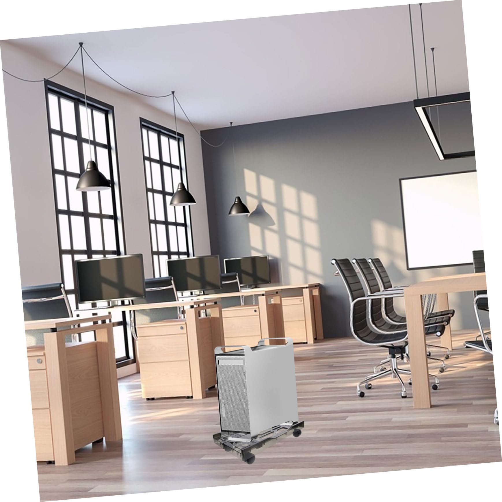 HOMSFOU Soporte Ajustable para CPU con Ruedas Estante Móvil De Ordenador Diseño Retráctil y Ventilado para Escritorios y Alfombras Ajustable