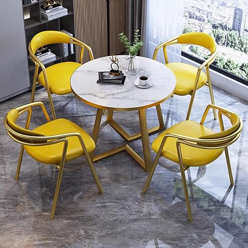 Miniatura 8 de YVYKFZD Mesa de club para sala de recepción de oficina, mesa de conferencias redonda simple para 4, mesa de café, juego de mesa de comedor de Gris