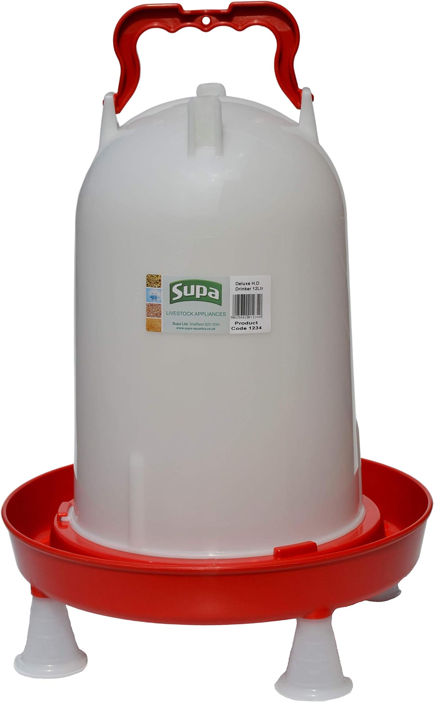 Supa Deluxe Heavy Duty Poultry Water Drinker, 12 Litre Premium Quality Drinker, Made In The UK, S1234