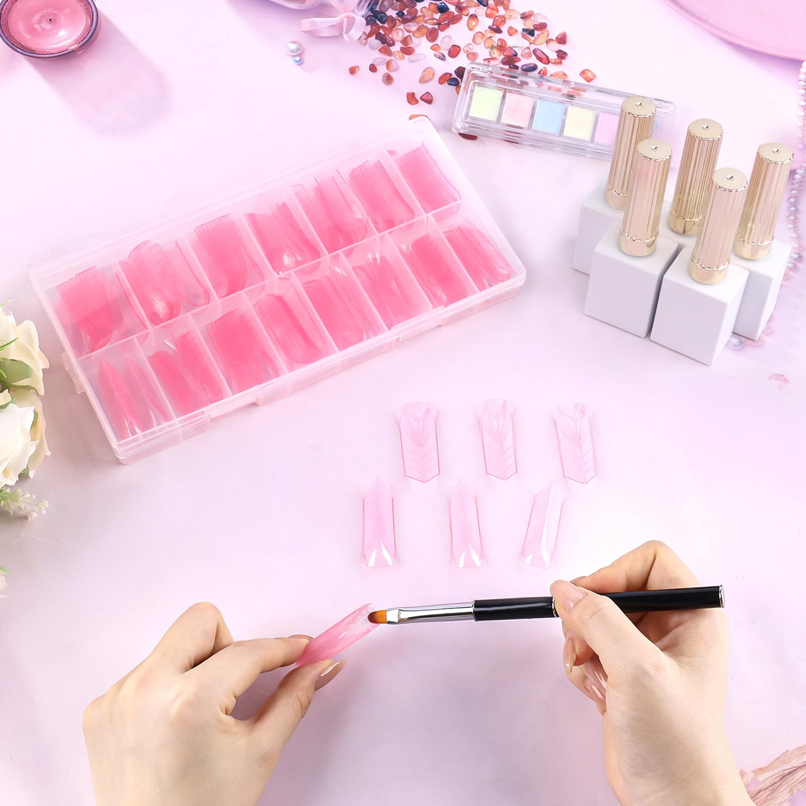 150Pcs Nail Forms for Gel Builder Full Cover Dual Nail Forms for Polygel Reusable Acrylic False Nail Tips 15 Sizes Scale for Manicure Extension - Image 2