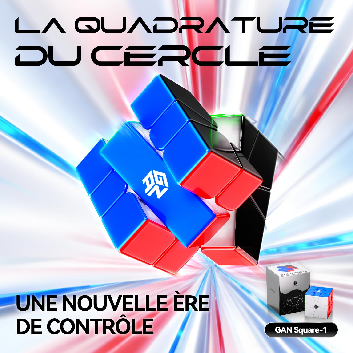 GAN Square 1 Black Top UV Maglev Speed Cube Magnétique 36 Aimants