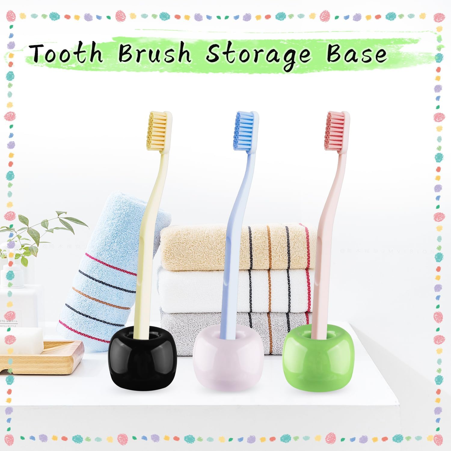 8 Pcs 8 Colors Ceramic Toothbrush Holder Mini Single Pen Display Stand Portable Tooth Brushing Organizer for Bathroom Countertops Offices