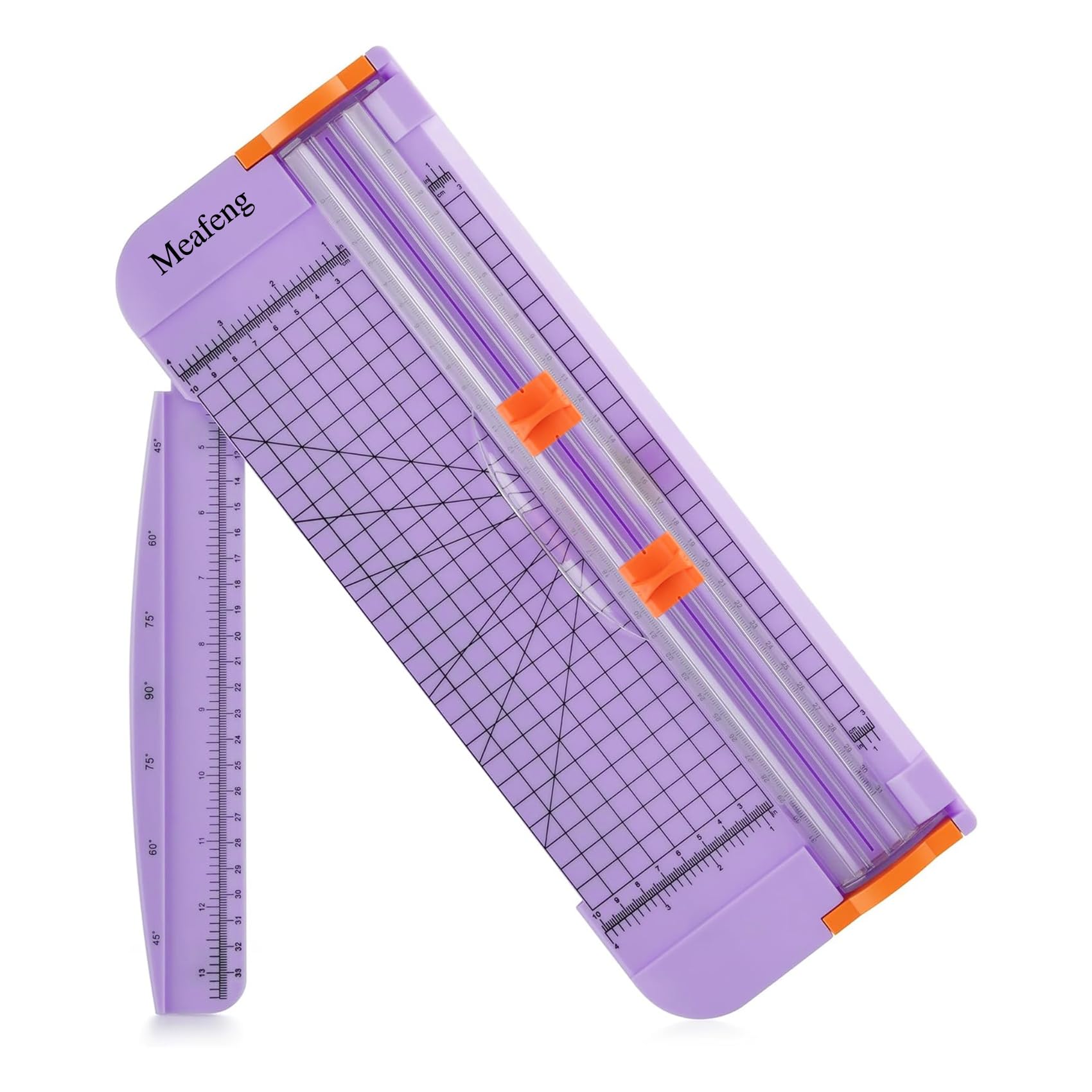 Meafeng Cortador de Papel A4 de 2 Cuchillos, Guillotina de Papel Automático de Seguridad Salvaguardar, Corte de Rejilla y Ángulo, con Regla de Extension, para Cupón Craft Etiqueta de Papel o Foto