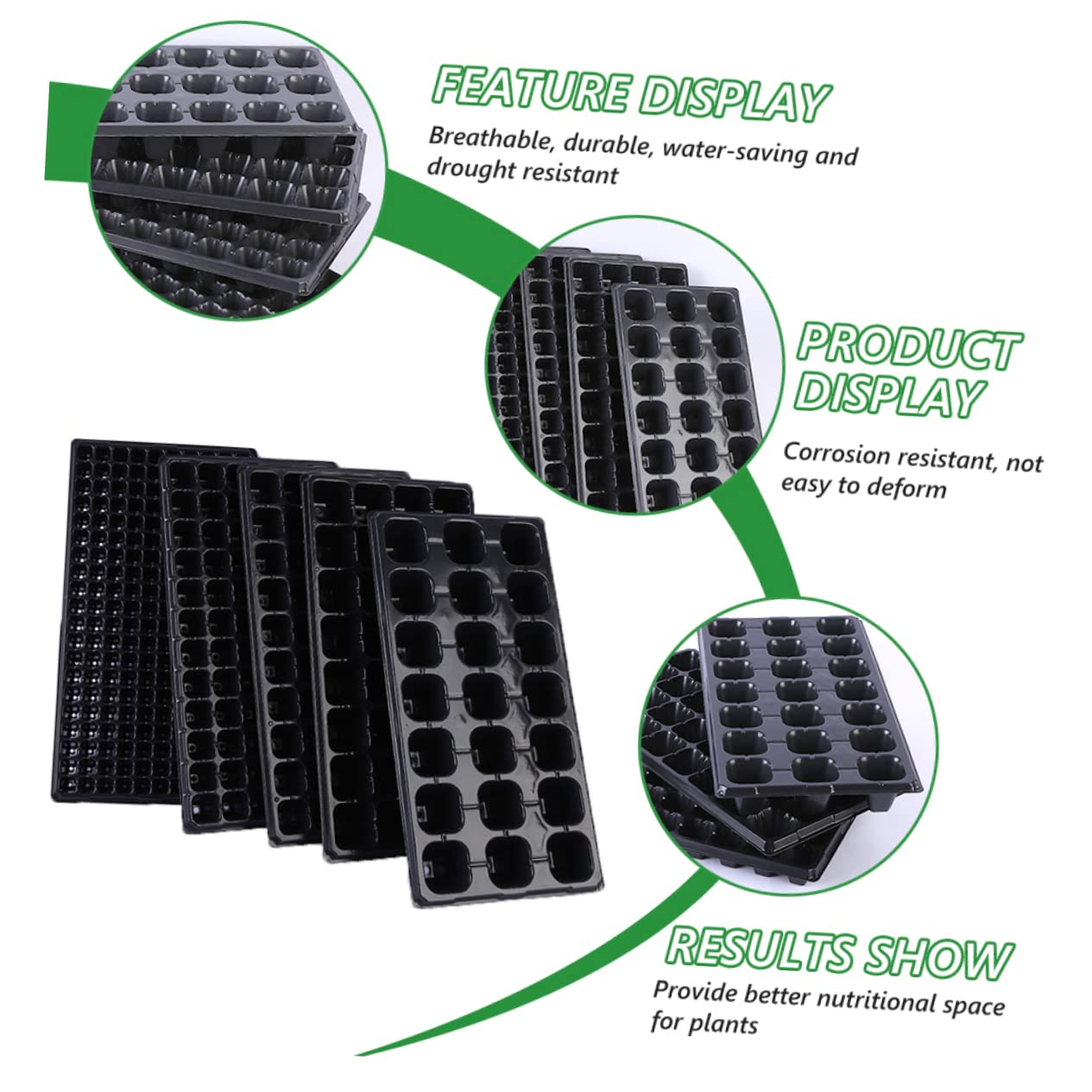 iplusmile Plateaux De Germination pour Plantes Jardin, Lot 10 Pcs 21 Alvéoles, Plastique Réutilisable Noir Épaissi, Semis Intérieur Extérieur, Plateau Imperméable Isolant Thermique