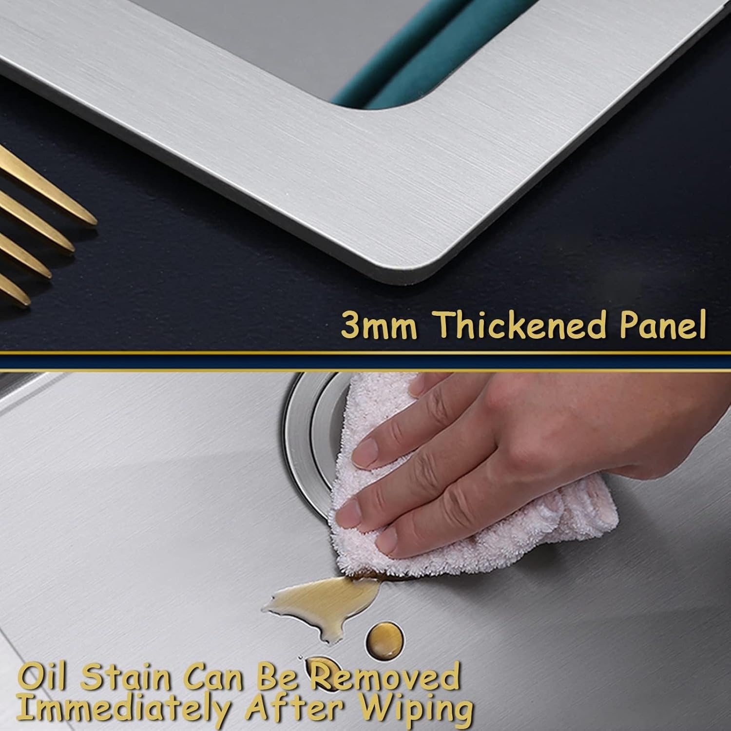 Premium 304 Stainless Steel Single Bowl Kitchen Sink Set - Undermount Bar Prep Sink with Nanometer Brushed Finish for Home & Vegetable Washing(42x35cm) (Gold 45x40cm)