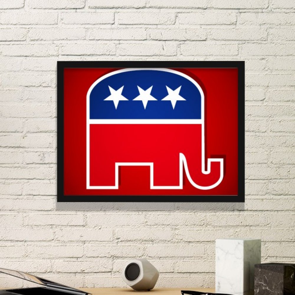 Cadre photo Amérique Éléphant Républicain noir moyen pour décoration murale de maison