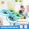 Dron Q9s para Niños, Dron RC con Mantenimiento de Altitud y Modo Sin Cabeza, Cuadricóptero con Luces Azul y Verde, Protección Completa de Hélices, 2 Baterías y Control Remoto, Fácil de Volar, Regalos para Niños y Niñas 4