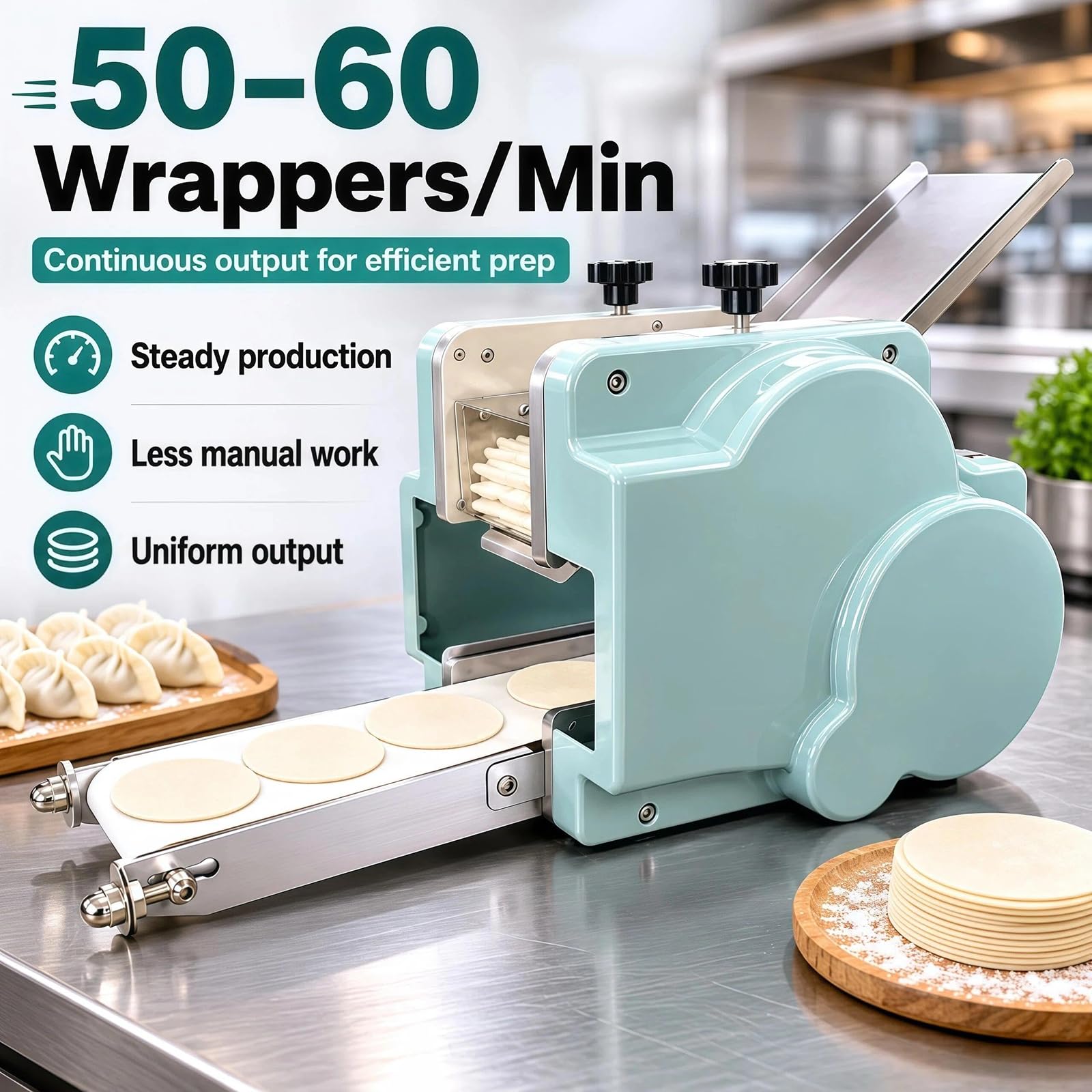 Macchina Elettrica per Sfoglie di Ravioli, Involtini Wonton, 60 PZ/Min