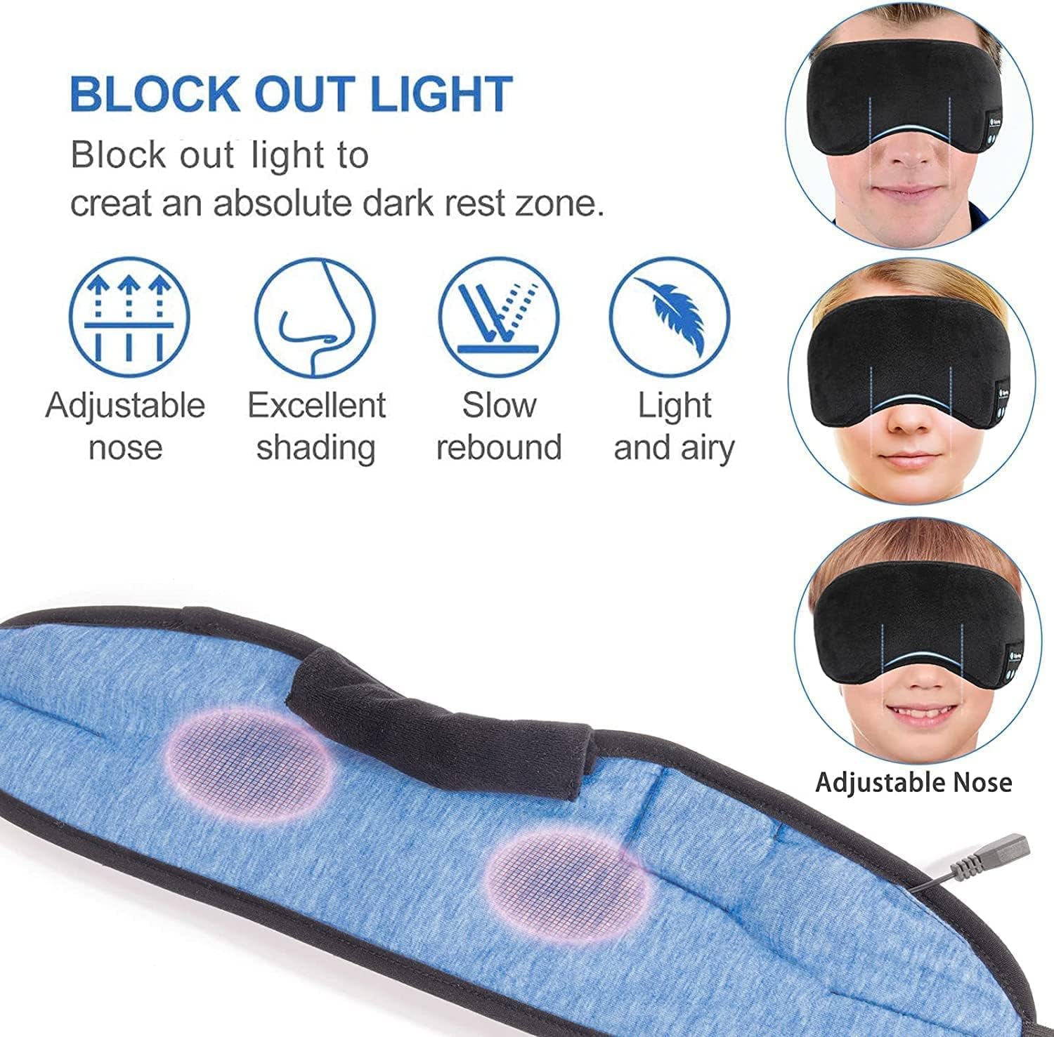 BANSI creatives Fabric Wireless Bluetooth Eye Mask With Music Travel Bluetooth Sleep Mask Sleeping Headphones Bluetooth Headband Wireless Handsfree Sleeping Eye Mask Sleeping Mask With Headphones 2