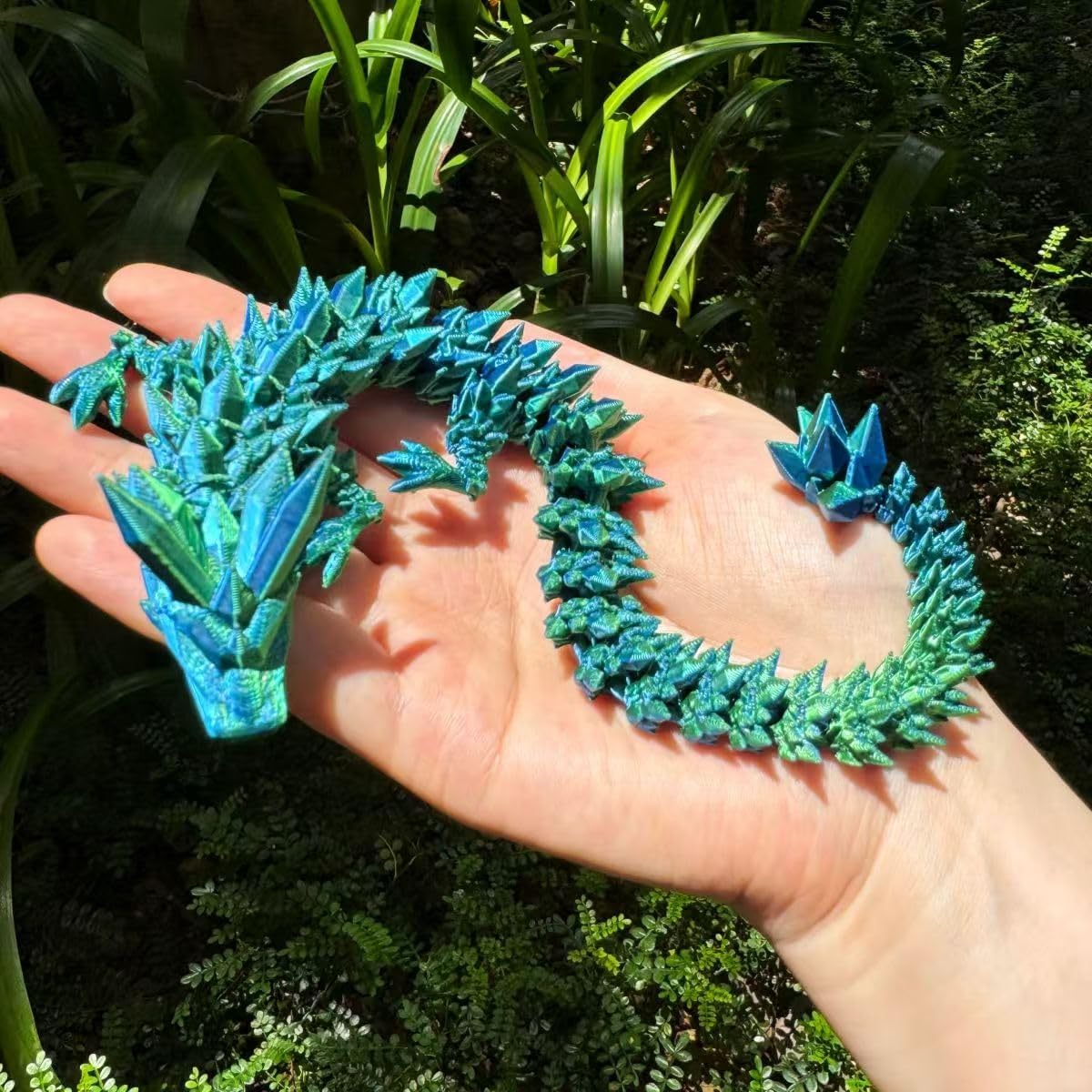 3D Printed Dragon Egg, Large 12" Crystal Dragon Toys with Gift Box & Card, Surprise Toys for Girls & Boys (Blue & Green)