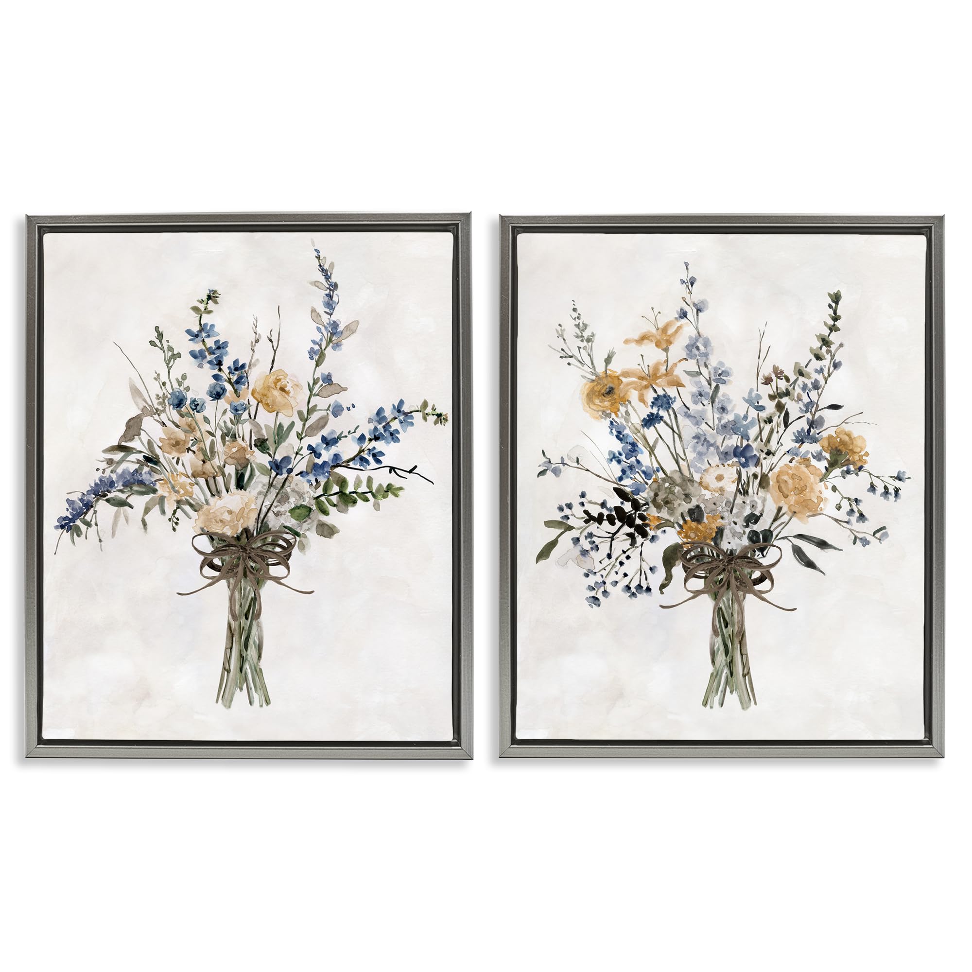 Stupell Industries French Wild Herb Bouquet 'Bushels Of Herbs', 2Pc Floating Frame Art Set 2, Gray, 17 X 21 Inches, Easy To Hang And Sturdy, Made In Usa, By Carol Robinson