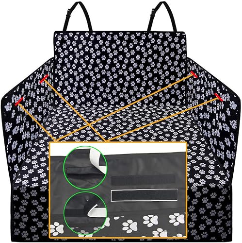 Miniatura 9 de Oxford Pet Car SUV Van Volver Tronco Cargo cama funda impermeable para maletero para perros gatos L Negro Negro, Estampado de huellas, Pewter