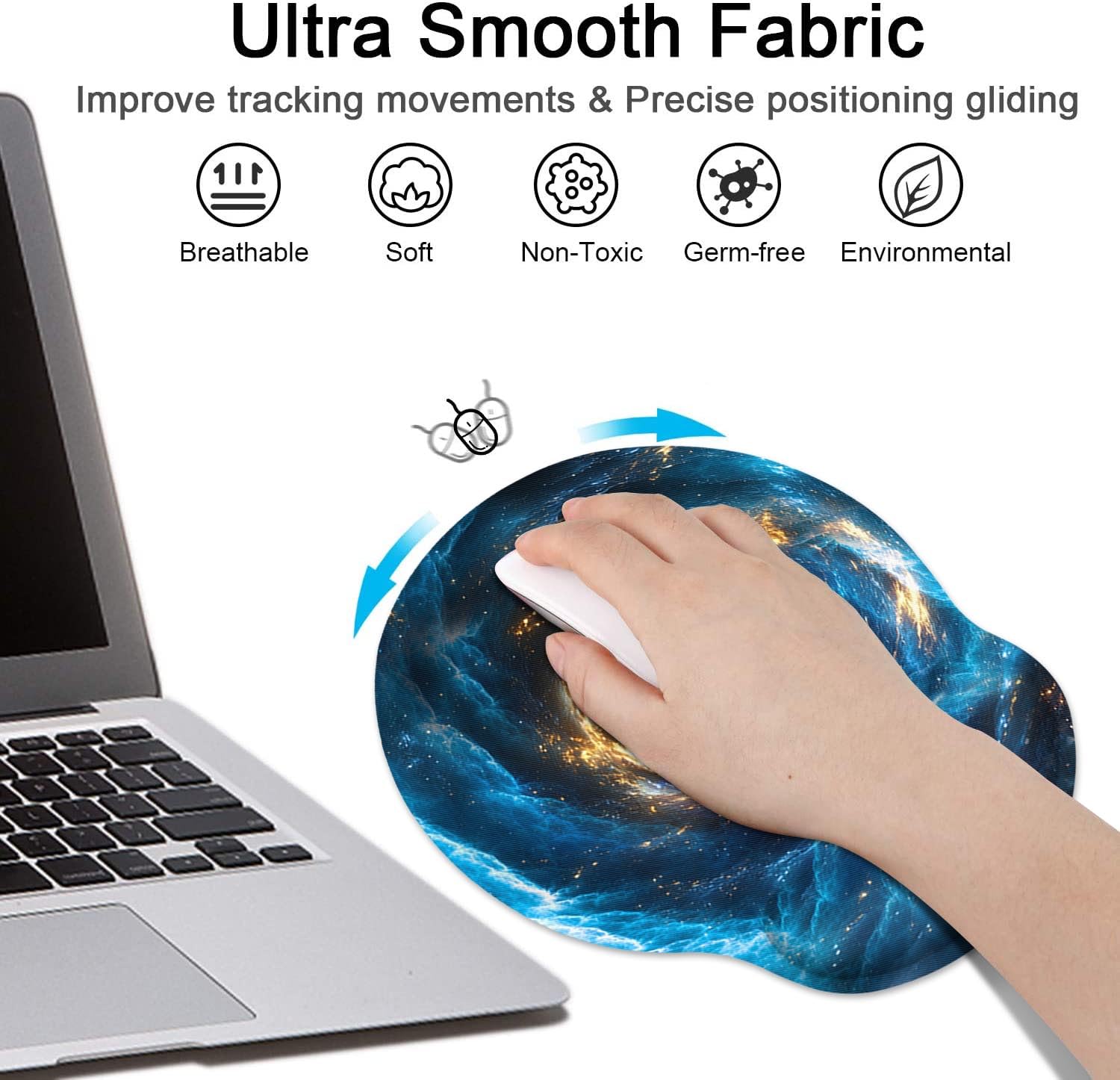 Britimes Set di 3 tappetini per mouse con supporto per il polso, base in