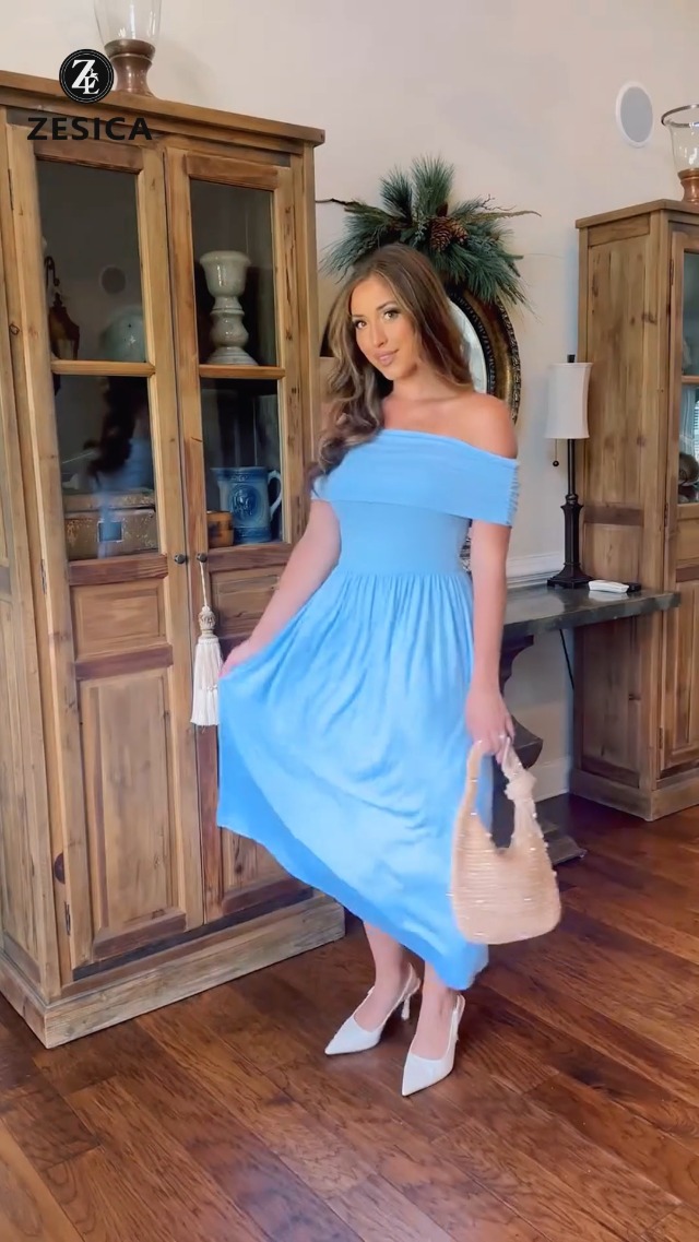 chinese dress ladies ZESICA Women's Off The Shoulder Maxi Dress 2025 Summer Sleeveless Casual  Slim Swing Pleated Formal Party Dresses,Apricot,Small at Amazon Women's  Clothing store