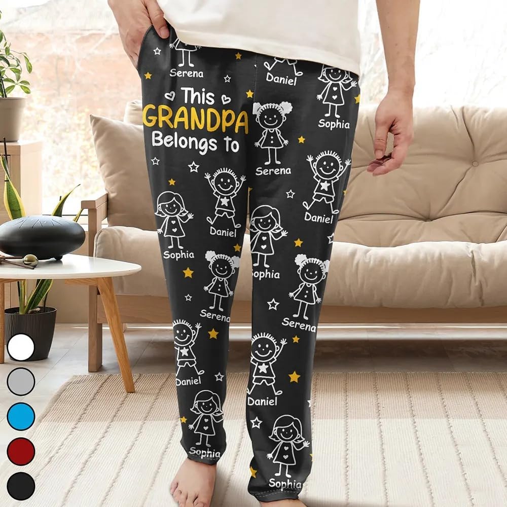 This Grandpa Dad Belongs To - Personalized Pajama Pants, This Grandpa Grandma Belongs To Pajama Pants, Custom Grandparents PJs with Names, Christmas Keepsake Gifts for Family - Image 5