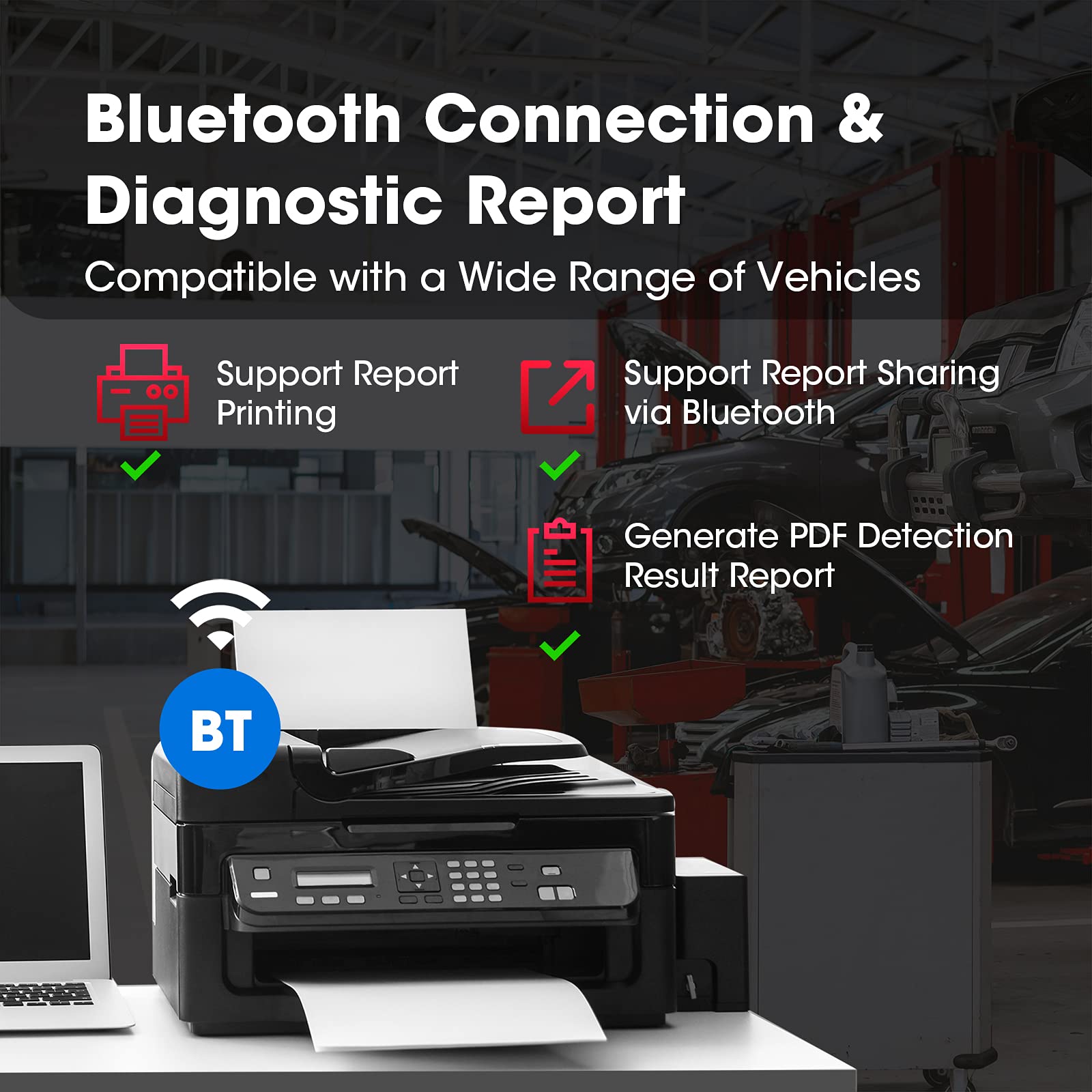 LAUNCH BST360 Testeur de Batterie Voiture 12V, 100-2000 CCA Bluetooth Outil Analyseur de Batterie Auto, Tests de Santé de Charge pour Voiture Camion Moto ATV SUV Bateau Yacht