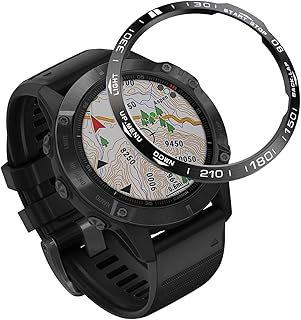 Abanen for Fenix 6X/Fenix 6X Pro Watch Bezel,Stainless Steel Polished Adhesive Cover Anti-Scratch Protector Cover Ring for Garmin Fenix 6X Pro/Sapphire (Black)